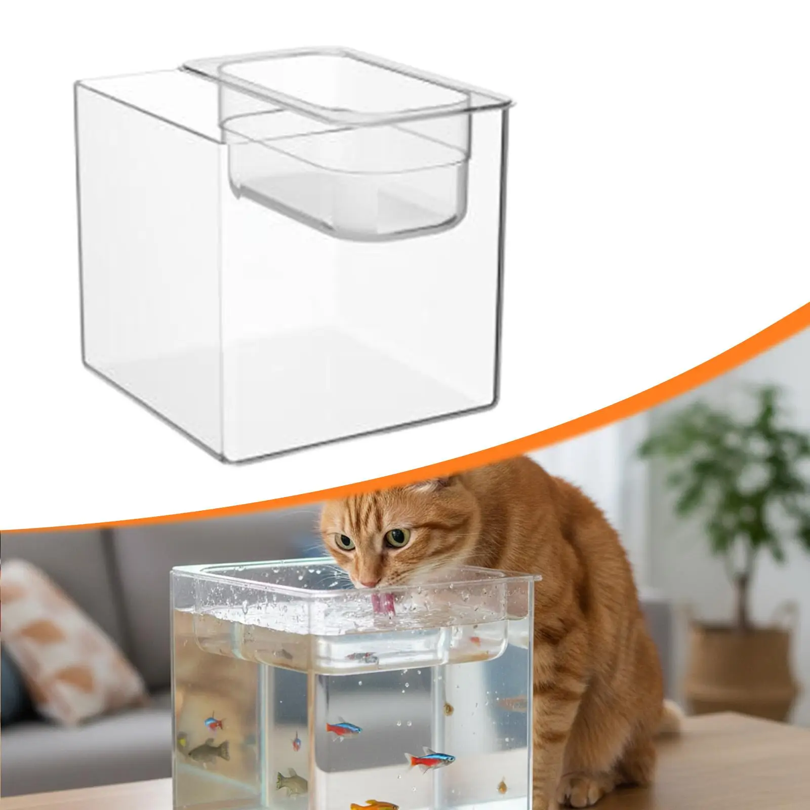 Small Shatterproof Fish Bowl PET Acrylic Mini Aquarium Pot Micro Landscape Fish Tank for Pet Drinking and Living Room Gift