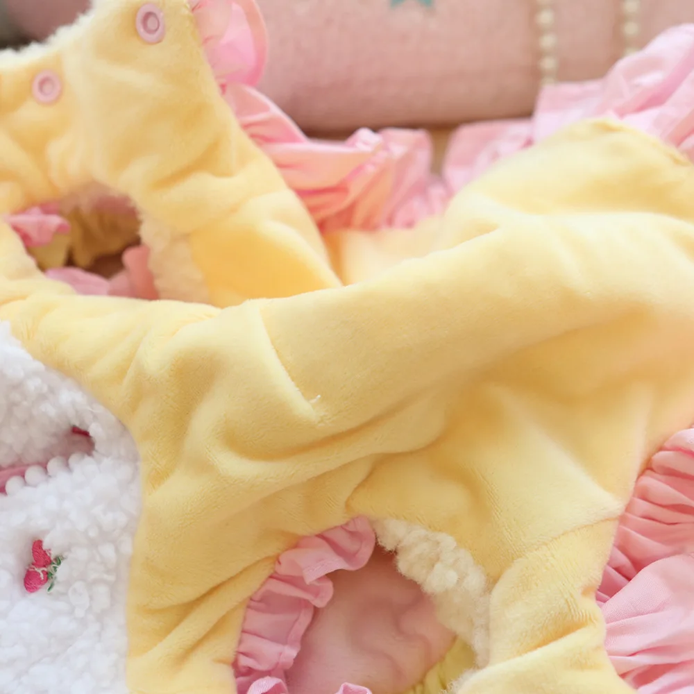 Otoño/Invierno, falda de calabaza de felpa para mascotas, abrigo de doble capa, camiseta sin mangas de peluche para gatos, falda, ropa para cachorros, ropa para perros pequeños - imagen 4