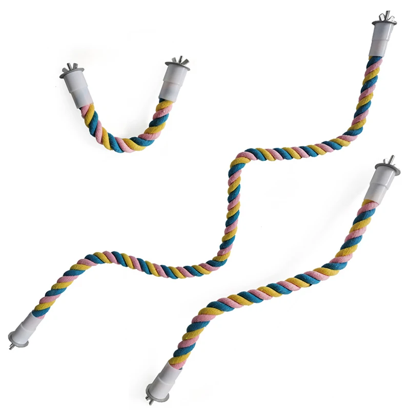 Juguete para Pájaros, Cuerda de Algodón de Colores para Loros, Juguete Elástico para Escalar, Columpio Resistente para Pájaros, Soporte para Columpio para Jaula de Mascotas