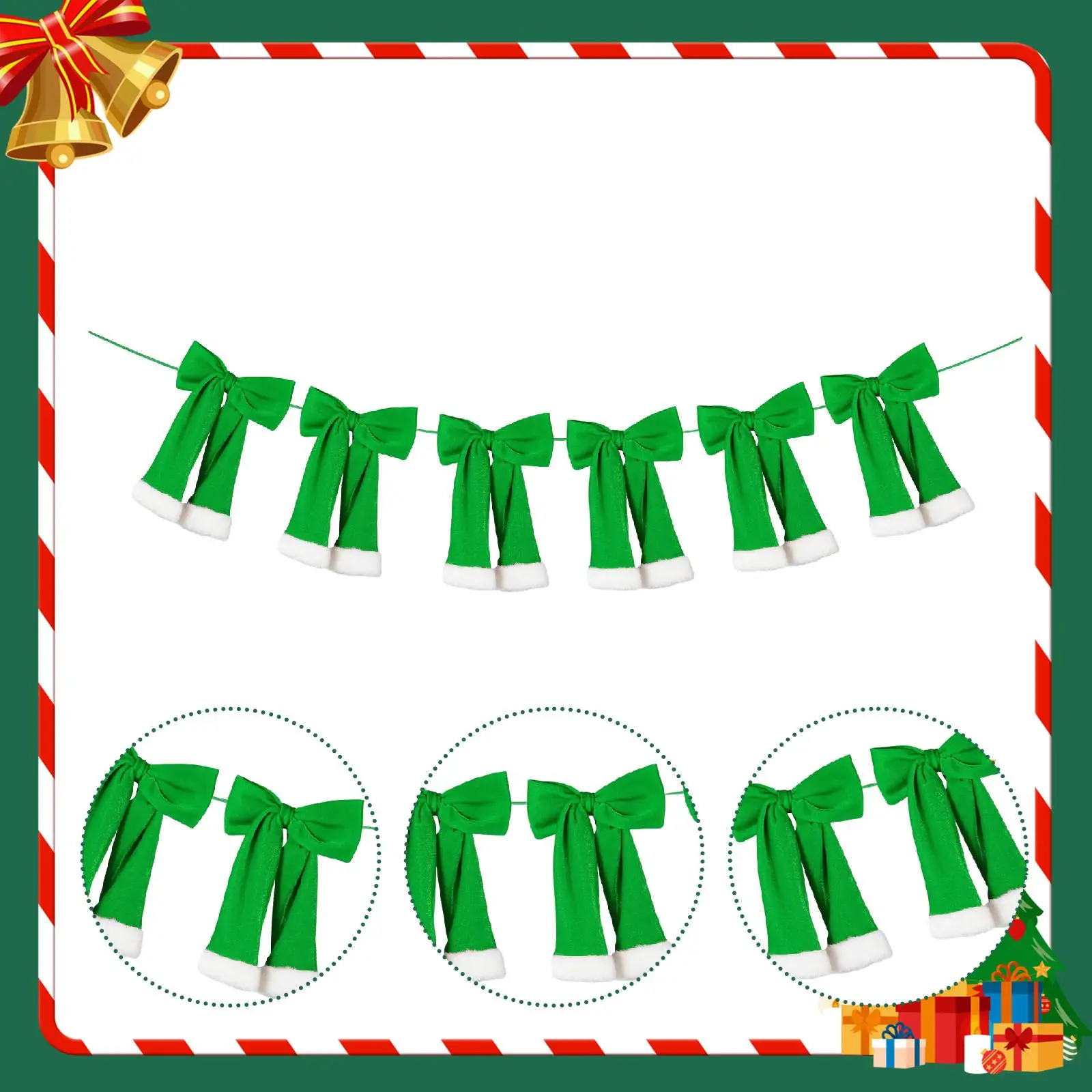 Christmas Velvet Bow Garland Elegant Xmas Decor Ornaments Christmas Garland Banner for Home Themed Party Railing Layout Mantle