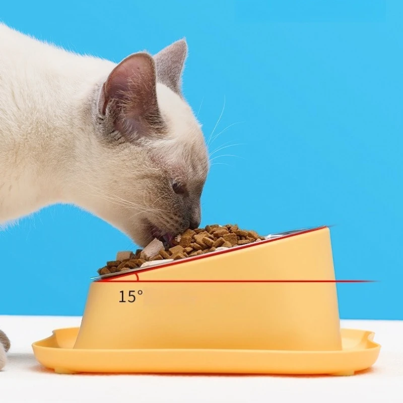 Cuenco doble elevado a prueba de desorden para mascotas, alimentador de agua y comida inclinado de acero inoxidable con base antideslizante para perros y gatos - imagen 2