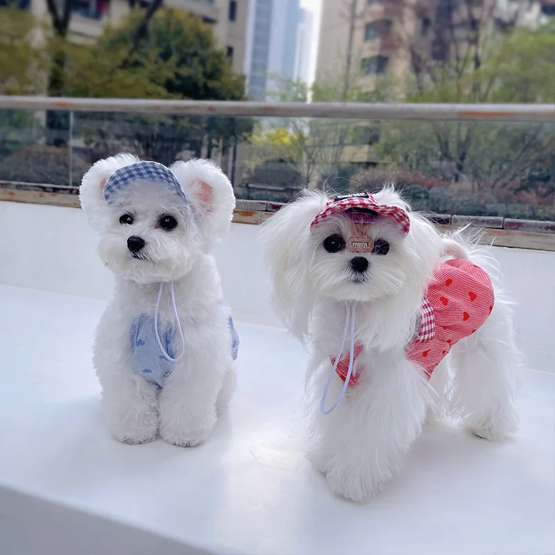 Gorra de béisbol para perro INS Kawaii, sombrero con correa para el cuello, bonitos orificios para las orejas ajustables para perros pequeños Teddy Yorkshire, protección solar para exteriores - imagen 2