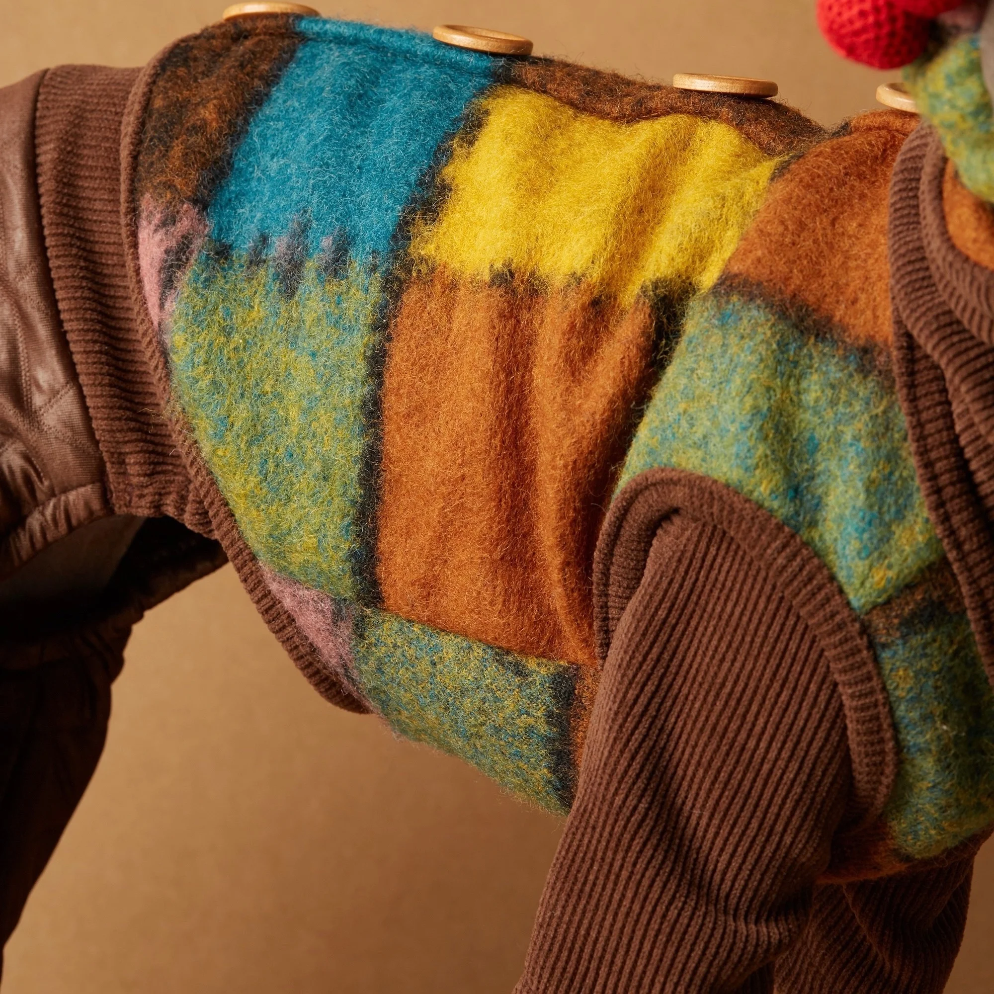 Sudadera de lana cálida para perros en invierno elegante café de 4 patas PU pantalones acampanados chaleco colorido para galgos abrigo para Whippet - imagen 3