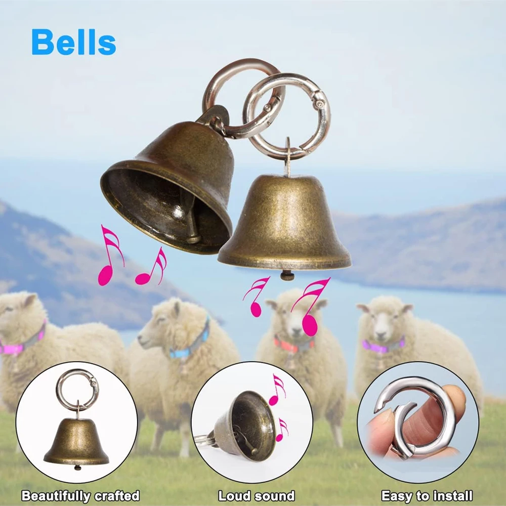 Collares de cabra con campanas, campanas para pastoreo de ovejas y caballos, Collar ajustable para mascotas, campana fuerte antipérdida para animales de granja pequeños, ovejas y vacas, 1 ud. - imagen 5