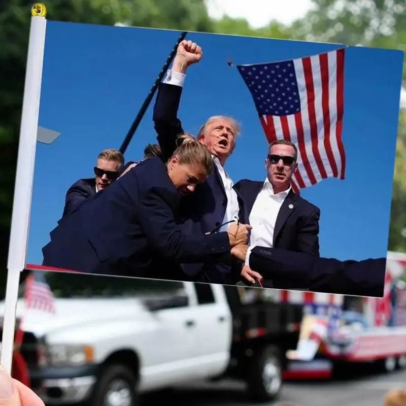 Bandera de asesinato, 12 Uds., bandera de mano 2024, banderas resistentes a la decoloración, pancarta, banderas sobrevividas para fiesta de soporte interior y exterior - imagen 4