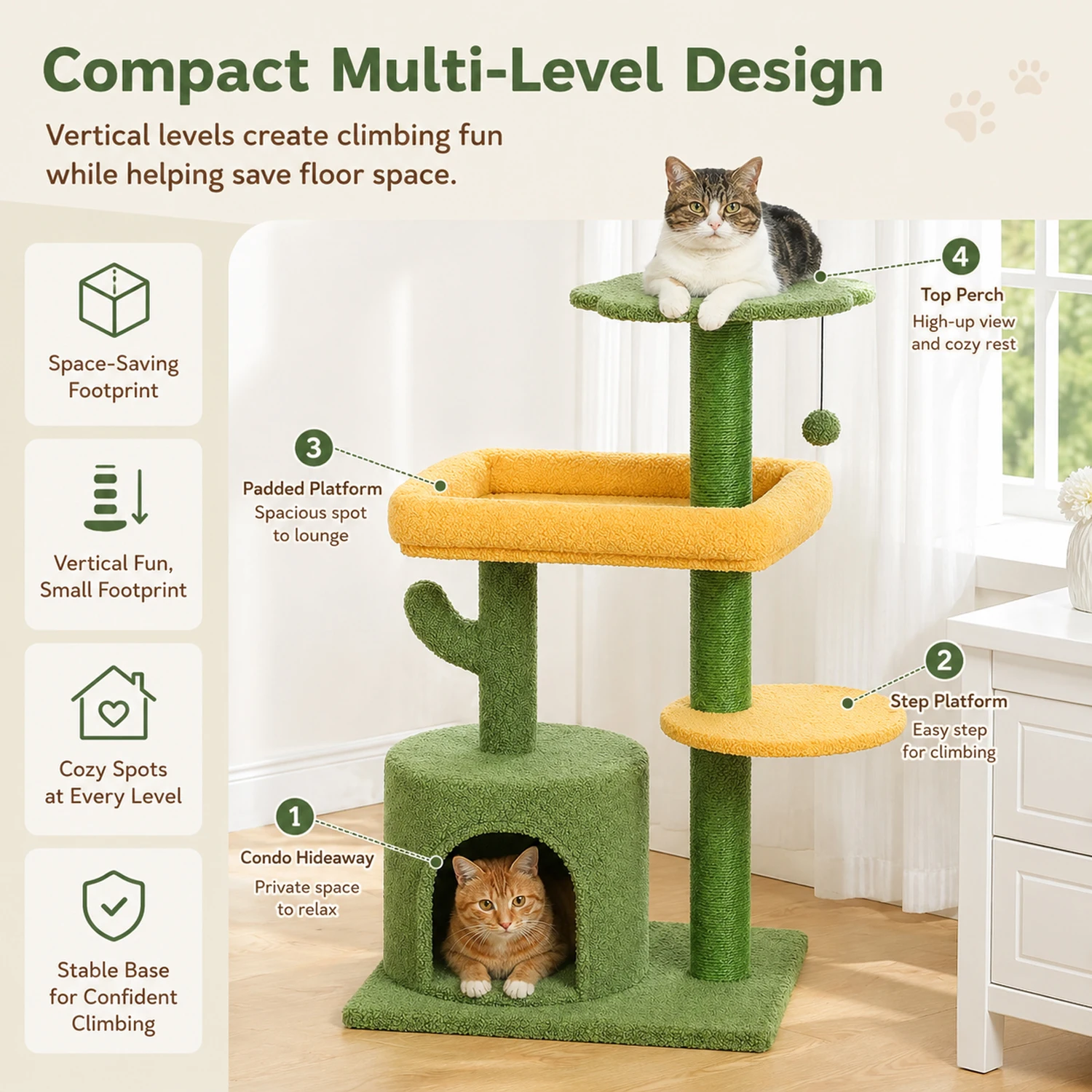 Árbol rascador para gatos de interior con plataformas y postes - imagen 5