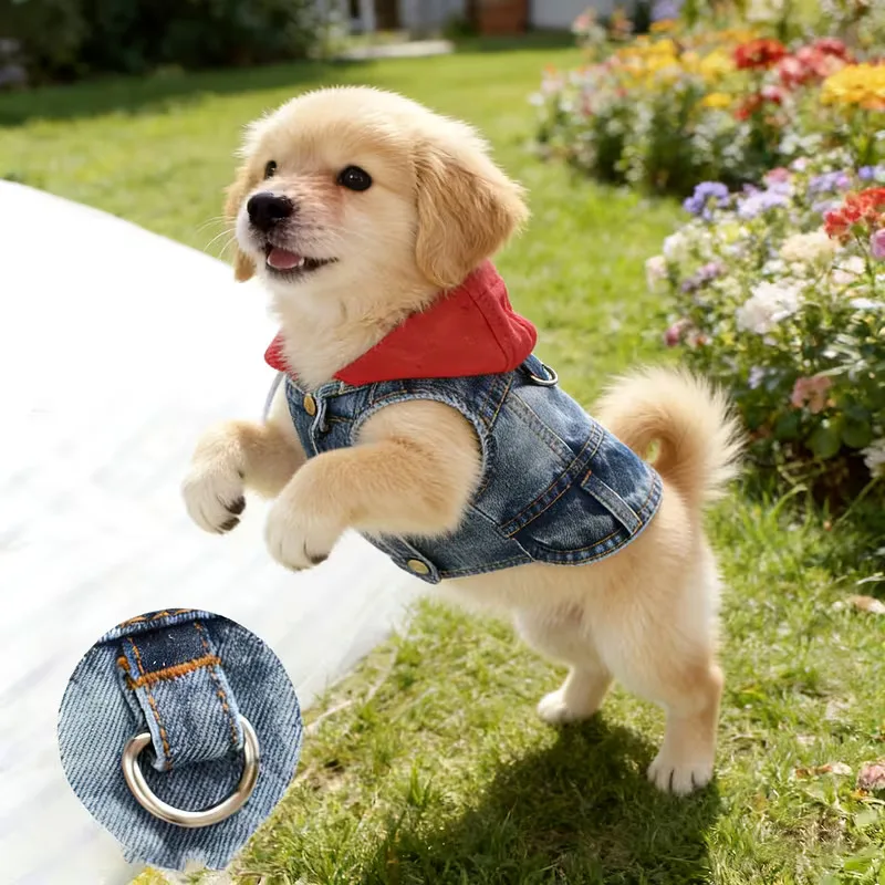 Chaleco vaquero para perros pequeños y medianos con capucha - imagen 3
