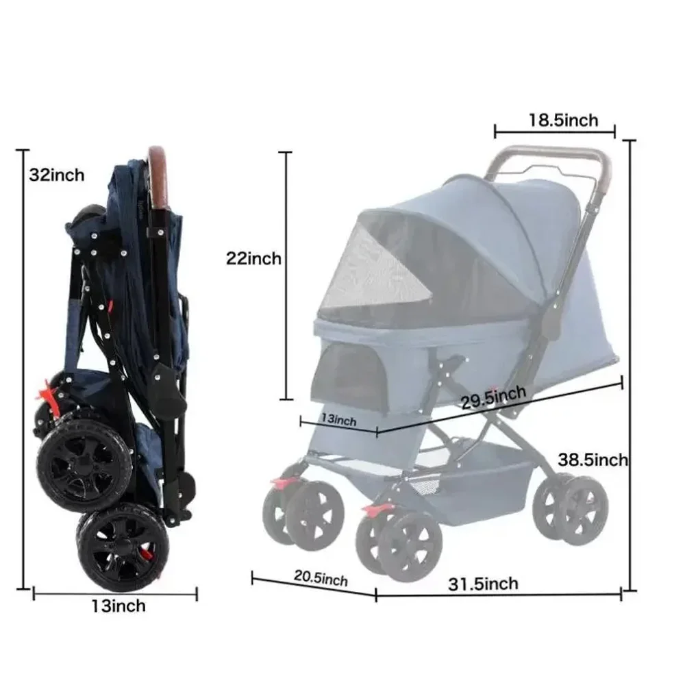 Carrito de paseo para perros y gatos – Plegable con cesta desmontable - imagen 5