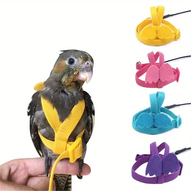 Arnés ajustable para loros y pájaros, conjunto de correa, arnés de entrenamiento antimordida, loros, cuerda voladora al aire libre, cacatúa, suministros para pájaros pequeños - imagen 3