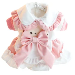 Vestido invierno grueso para perros pequeños y gatos – Princesa lazo