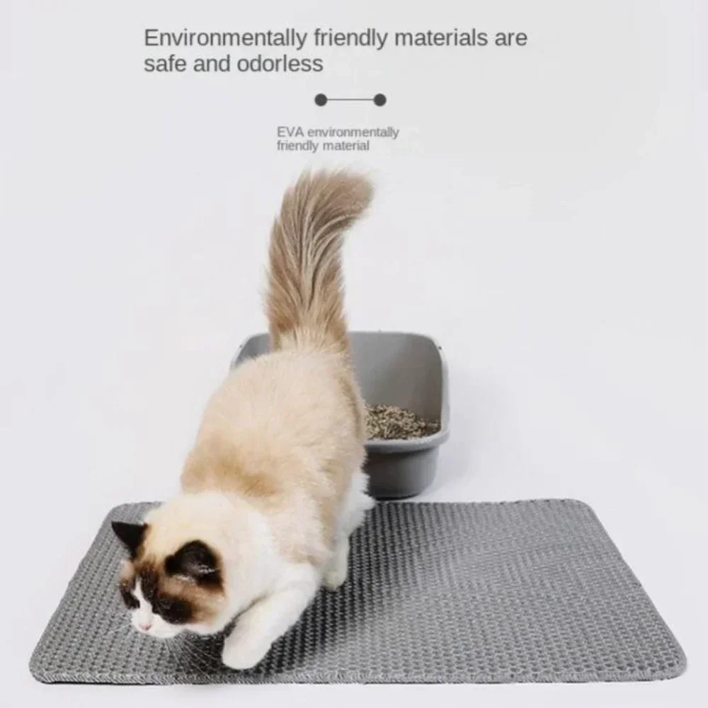 Estera de arena para gatos, estera de arena antideslizante de doble capa ecológica EVA para inodoro para gatos, alfombrilla para arena para gatos. Accesorios para gatos, 70x120cm - imagen 5
