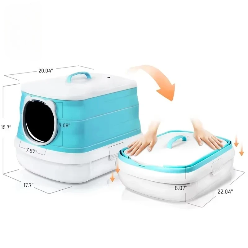 Nuevo lavabo grande totalmente cerrado para arena de gatos, suministros de limpieza plegables a prueba de salpicaduras para perros y gatos, productos para mascotas - imagen 4