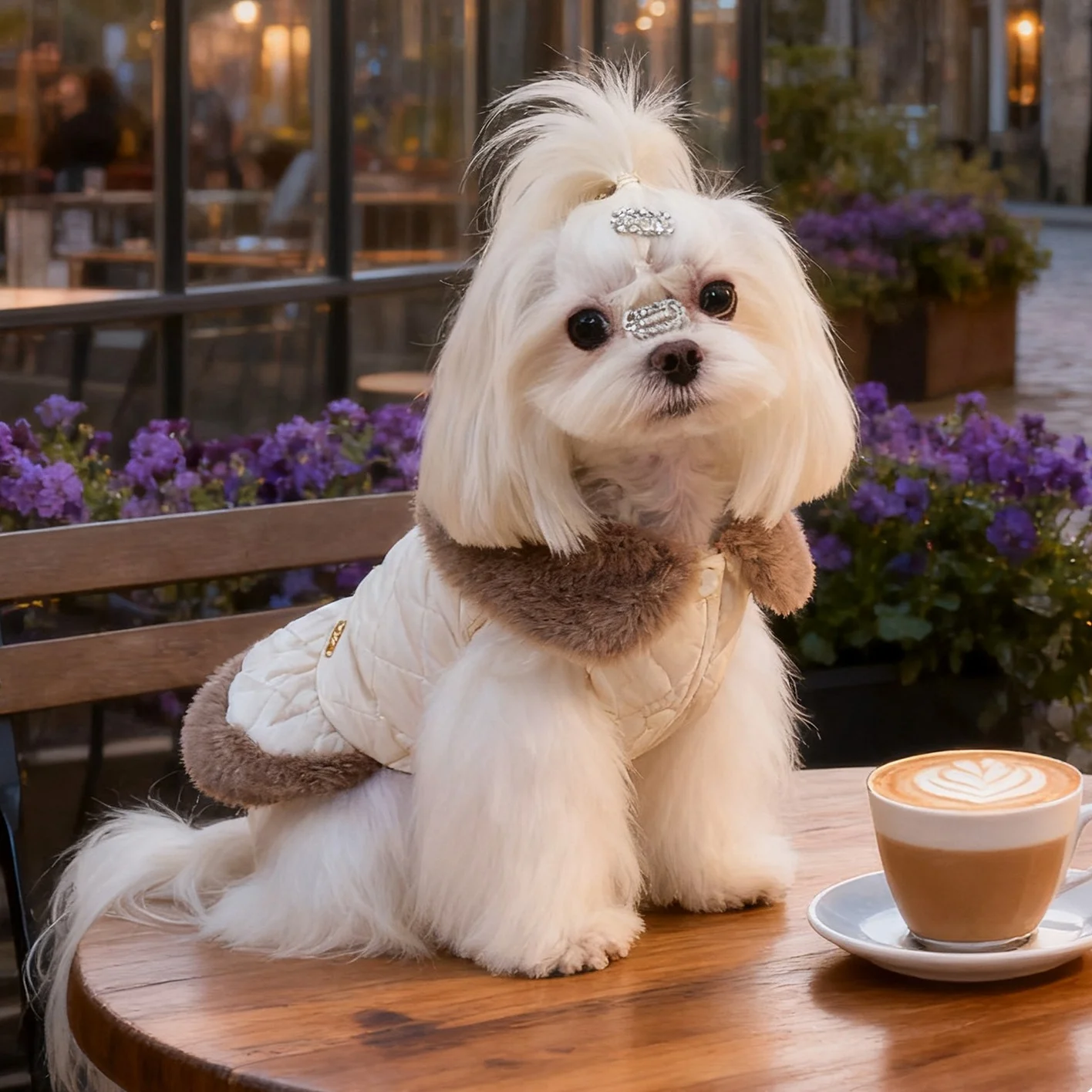 Chaleco acolchado impermeable para perros pequeños con cuello de felpa - imagen 3