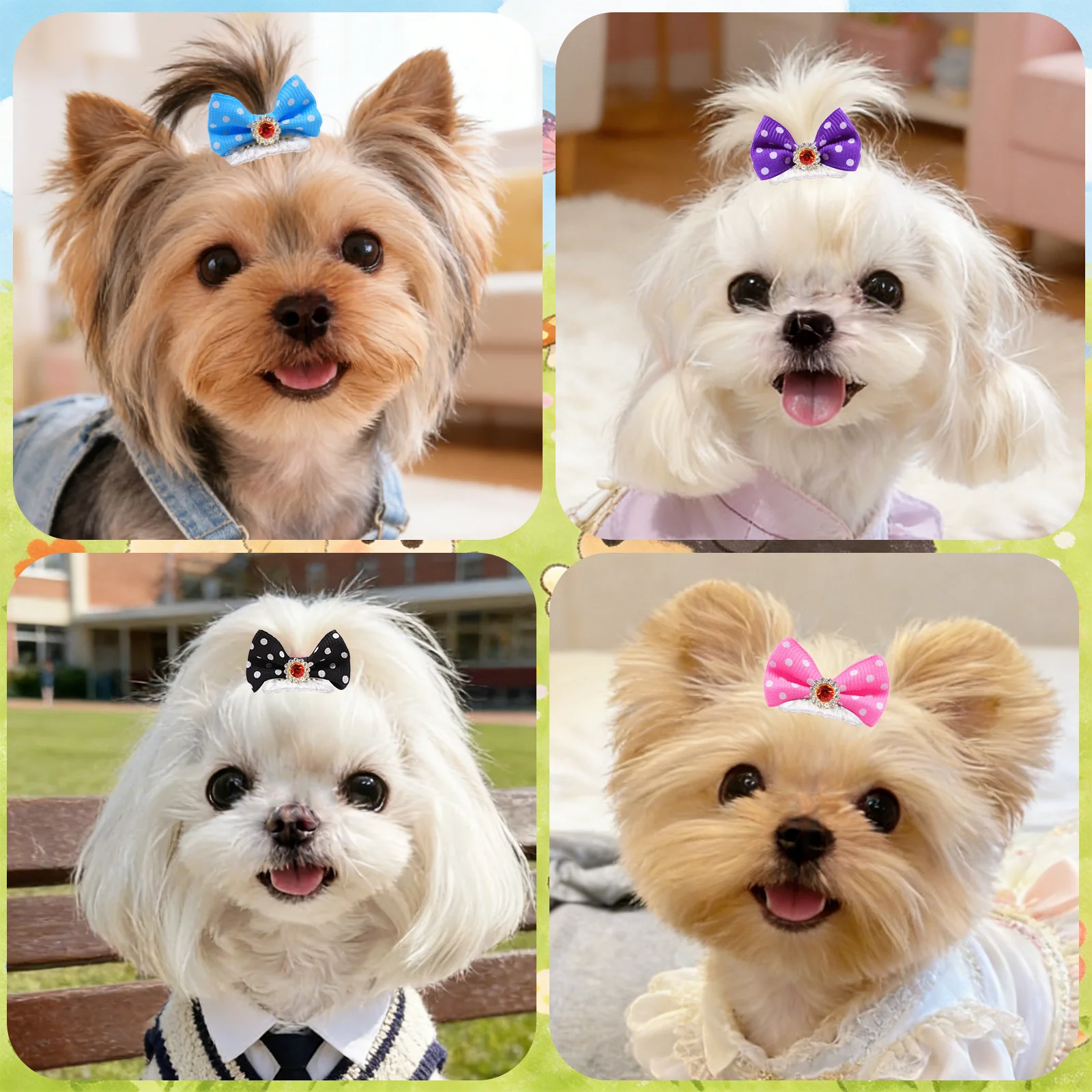 Lazos con pinza para perros - accesorios de moda hechos a mano - imagen 3