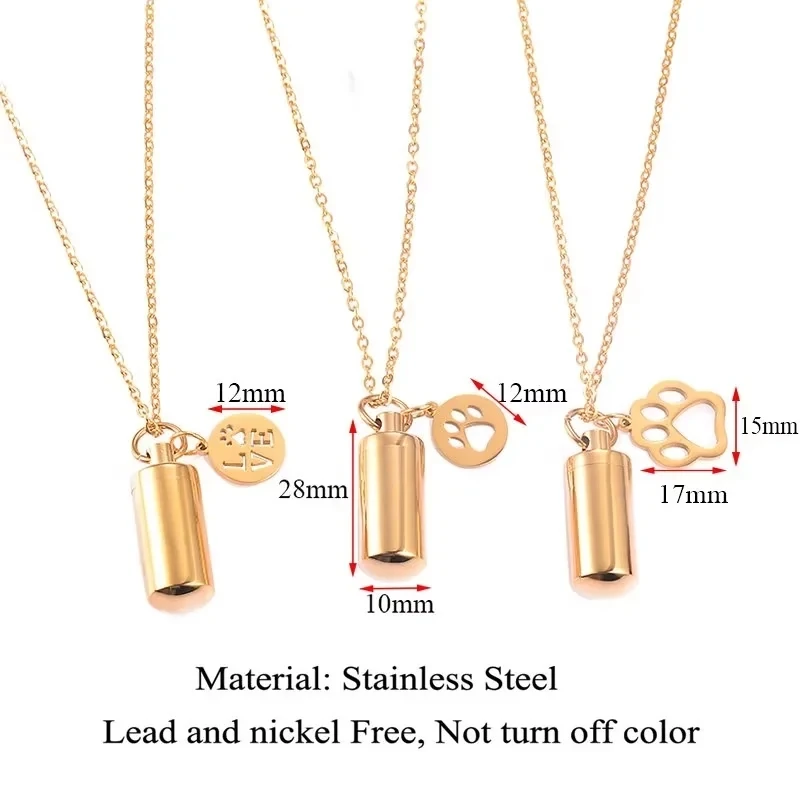 Collar de urna conmemorativa personalizado para mascotas, colgante de acero inoxidable para recuerdo de gato, soporte para cenizas, joyería de cremación, envío directo - imagen 3