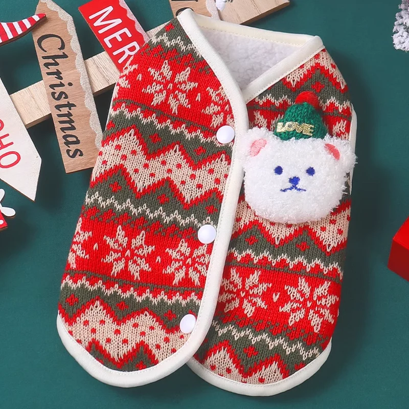 Ropa de Navidad para perros, abrigo cálido de invierno para perros, chaleco con estampado de copos de nieve para perros, chaqueta para Chihuahua Bichon, ropa para perros salchicha, disfraz de Navidad para perros - imagen 2