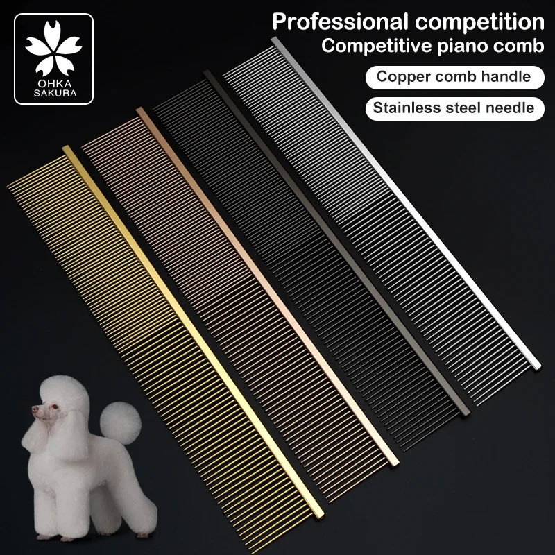 Sakura-peine para el cuidado de mascotas, Piano, caniche, tirar del pelo, nudo abierto, competición, recogida de perros competitiva, estilo de pelo, peine en línea