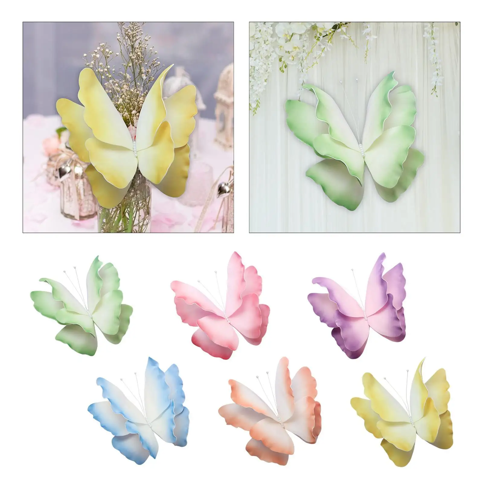 Fake Butterfly 3D 20inch Artificial Butterfly Decoration for Wedding Decorations Backdrop Garden Wall Room Decor Display Window