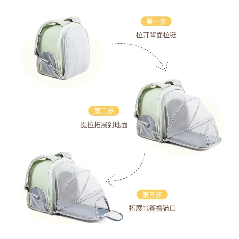 Mochila para gatos, mochila para perros de gran capacidad, transpirable, portátil, con expansión de hombro, bolsa para gatos, bolsa antiestrés para mascotas - imagen 2
