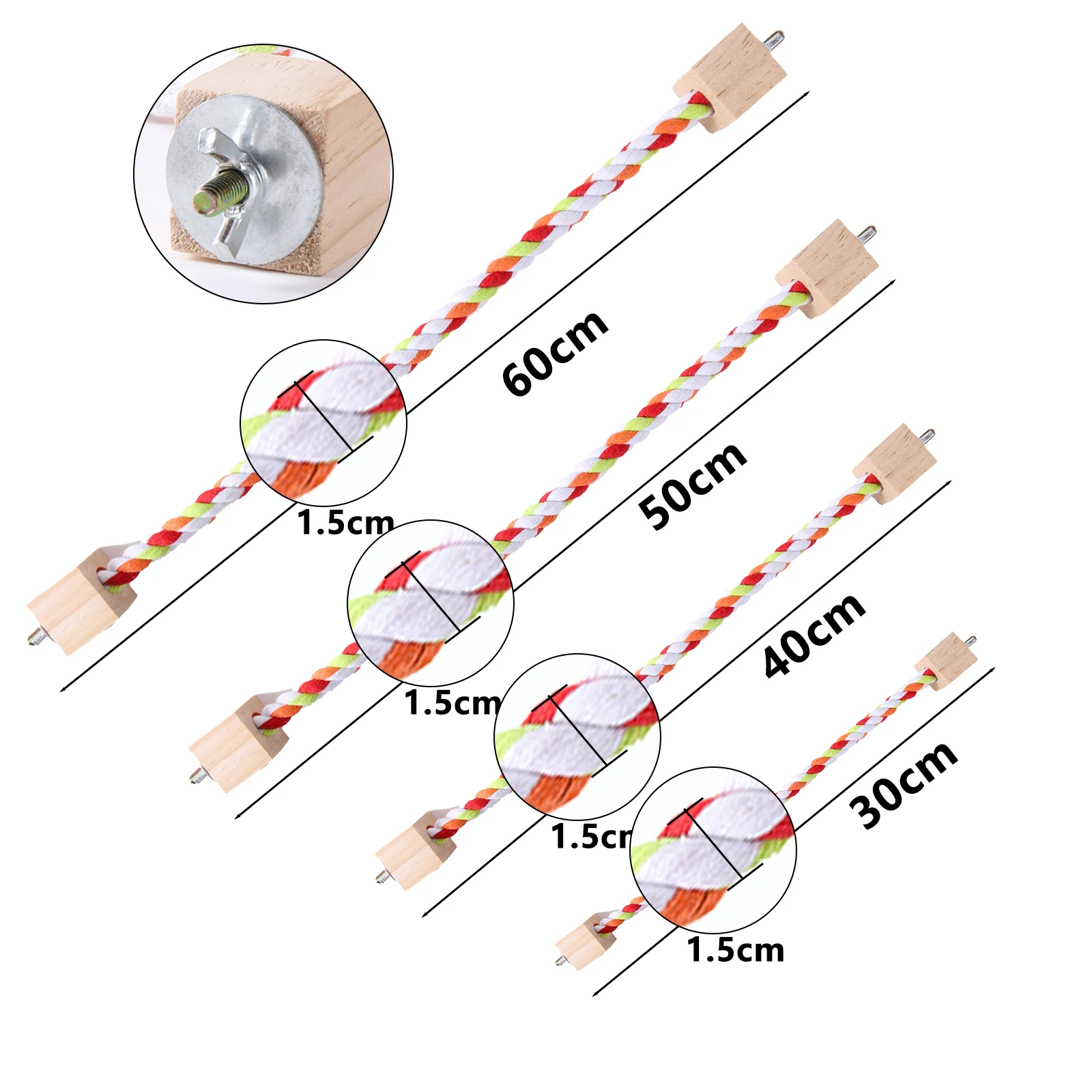 Juguetes para morder loros, cuerda de algodón de Color loro, juguetes elásticos para escalar loros, arnés de columpio resistente para pájaros, jaula, soporte para columpio de juguete para mascotas - imagen 2
