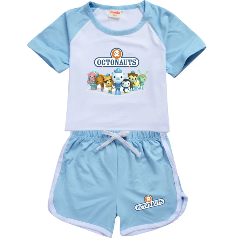 Niños Octonautas dibujos animados Anime verano transpirable camisetas + Pantalones cortos 2 uds trajes 2-14 años niños niñas trajes niños conjuntos de ropa regalo - imagen 5
