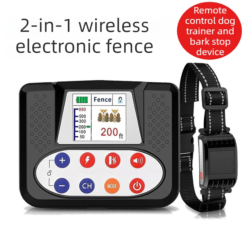 Collar de adiestramiento 2 en 1 para perros con valla virtual y mando