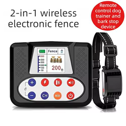 Collar de adiestramiento 2 en 1 para perros con valla virtual y mando