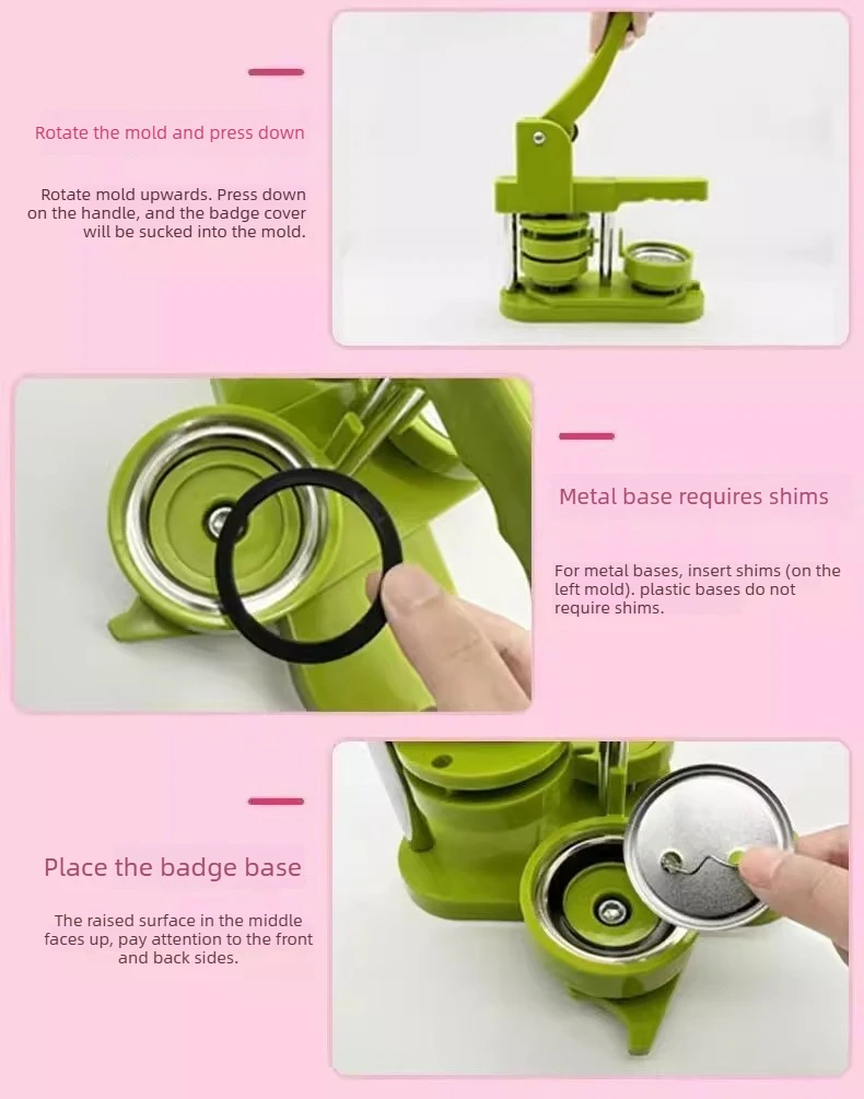 Componentes incluidos en el kit de fabricación de botones