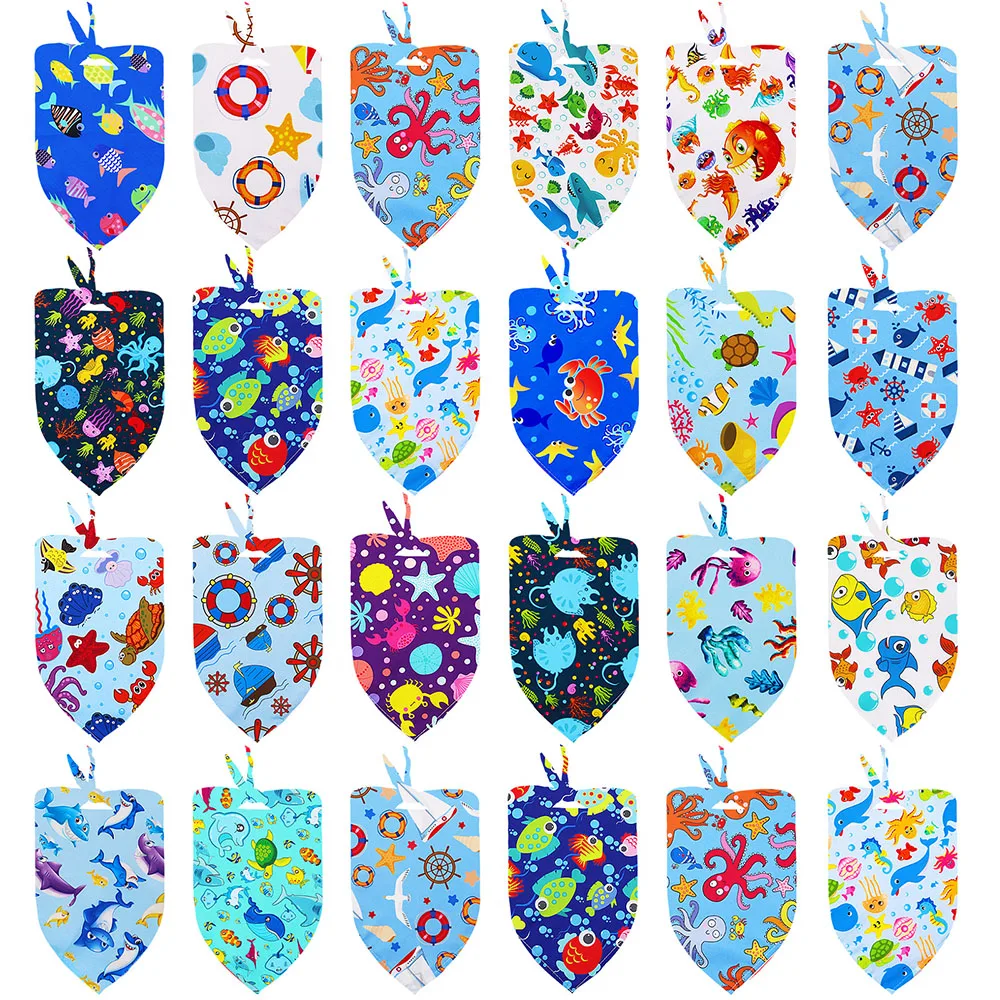 50 Uds. Bandana para perros, pañuelos de estilo océano a la moda, bufanda para perros pequeños, gatos, Baberos ajustables para perros y cachorros para el cuidado de perros - imagen 2