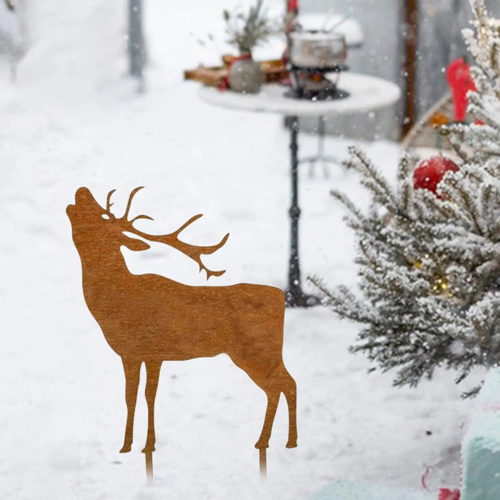 Garden Stake Statue,Decorative,Waterproof,Reindeer Metal Silhouette Christmas Decoration Yard Sign for Courtyard Xmas Pathway
