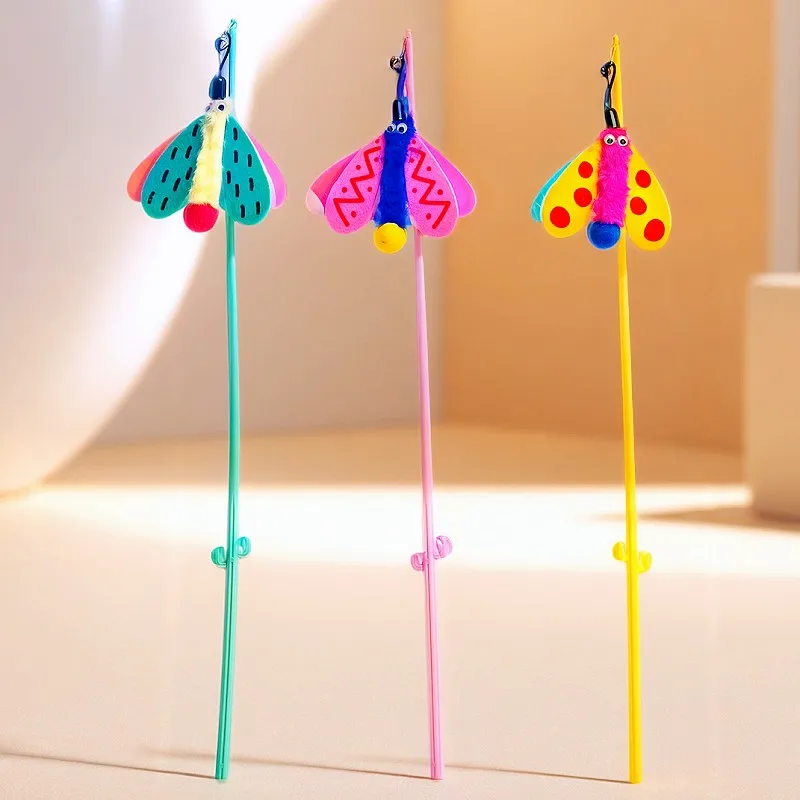 Varita interactiva para gatos con mariposa y insectos coloridos - imagen 4