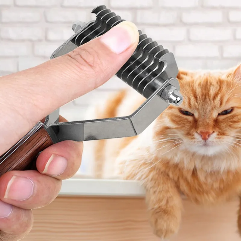Peine con cuchillo para perros, cepillo de madera maciza para perros, peines de doble cara para quitar el pelo de mascotas, cepillo para gatos, accesorios para mascotas - imagen 4