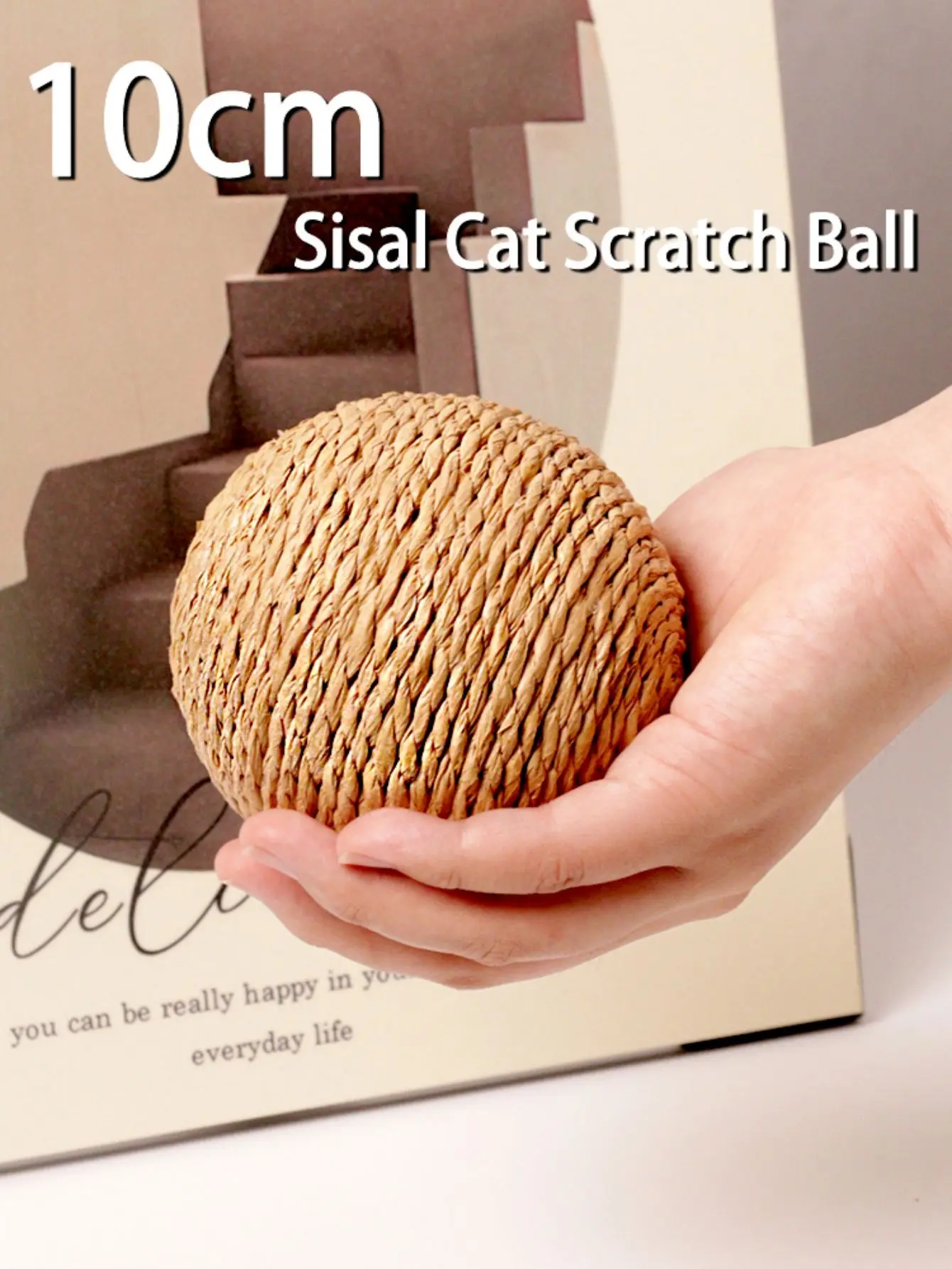 Pelota de sisal para gatos: Juguete rascador con limpieza dental - imagen 3