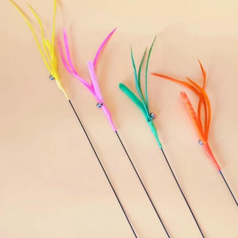 Juguete para gatos, juguetes de plumas, palo para gatos, Teaser con campana, alambre de acero, juguete interactivo para gatos, divertidos juguetes de plumas para gatos, productos para mascotas - imagen 5