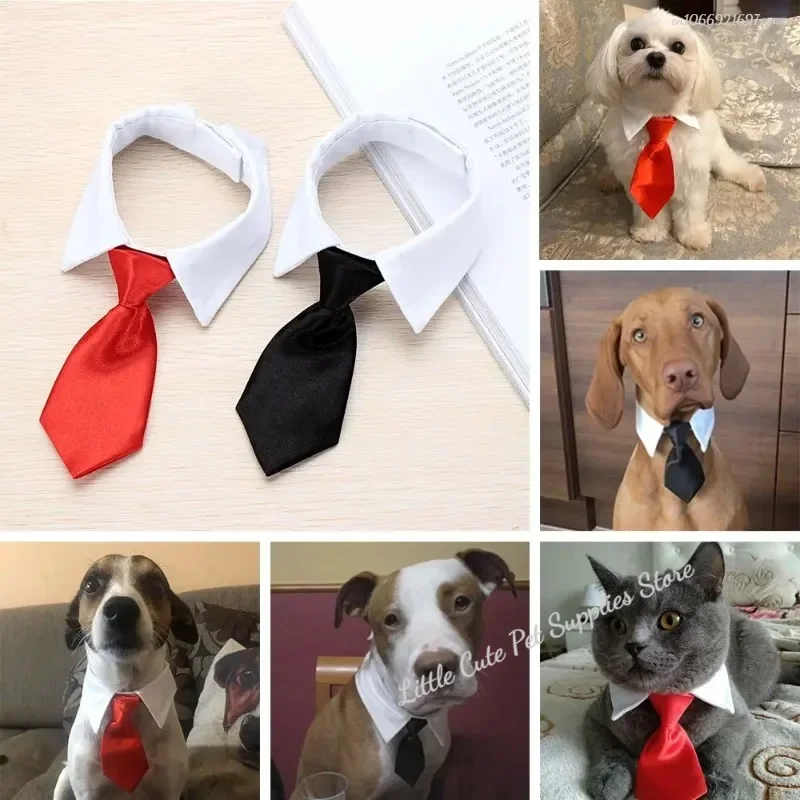 Corbata Formal para perro y gato, esmoquin, Collar negro y rojo, accesorios para mascotas, boda, vacaciones y fiesta, regalo - imagen 2