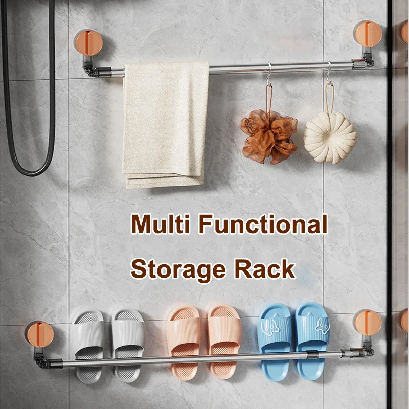 Toallero de mano con ventosa para baño, soporte para toallas, soporte de pared sin taladro, barra de toalla de 60/120cm, colgador de estante para trapo