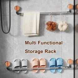 Toallero de mano con ventosa para baño, soporte para toallas, soporte de pared sin taladro, barra de toalla de 60/120cm, colgador de estante para trapo