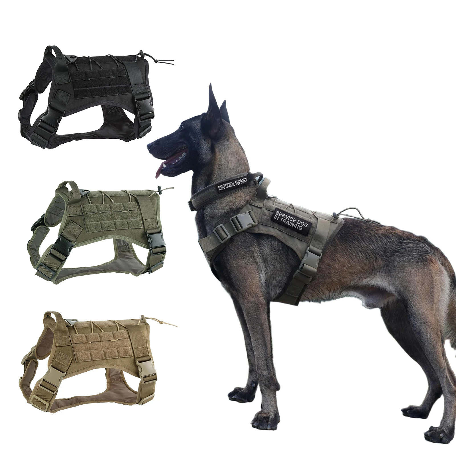 Arnés táctico para perros, arnés grande para mascotas, chaleco de servicio sin tirones, chaleco militar ajustable para perros para entrenar, cazar y caminar