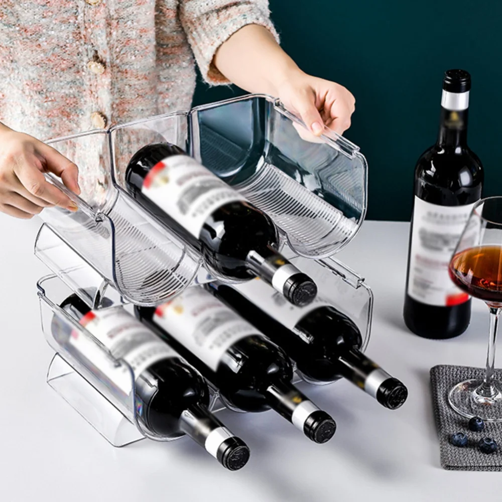 Estante para vino, organizador de botellas de agua apilable, encimera, soporte duradero para botellas de agua para Bar, restaurante, organización de cocina, 1 ud. - imagen 2