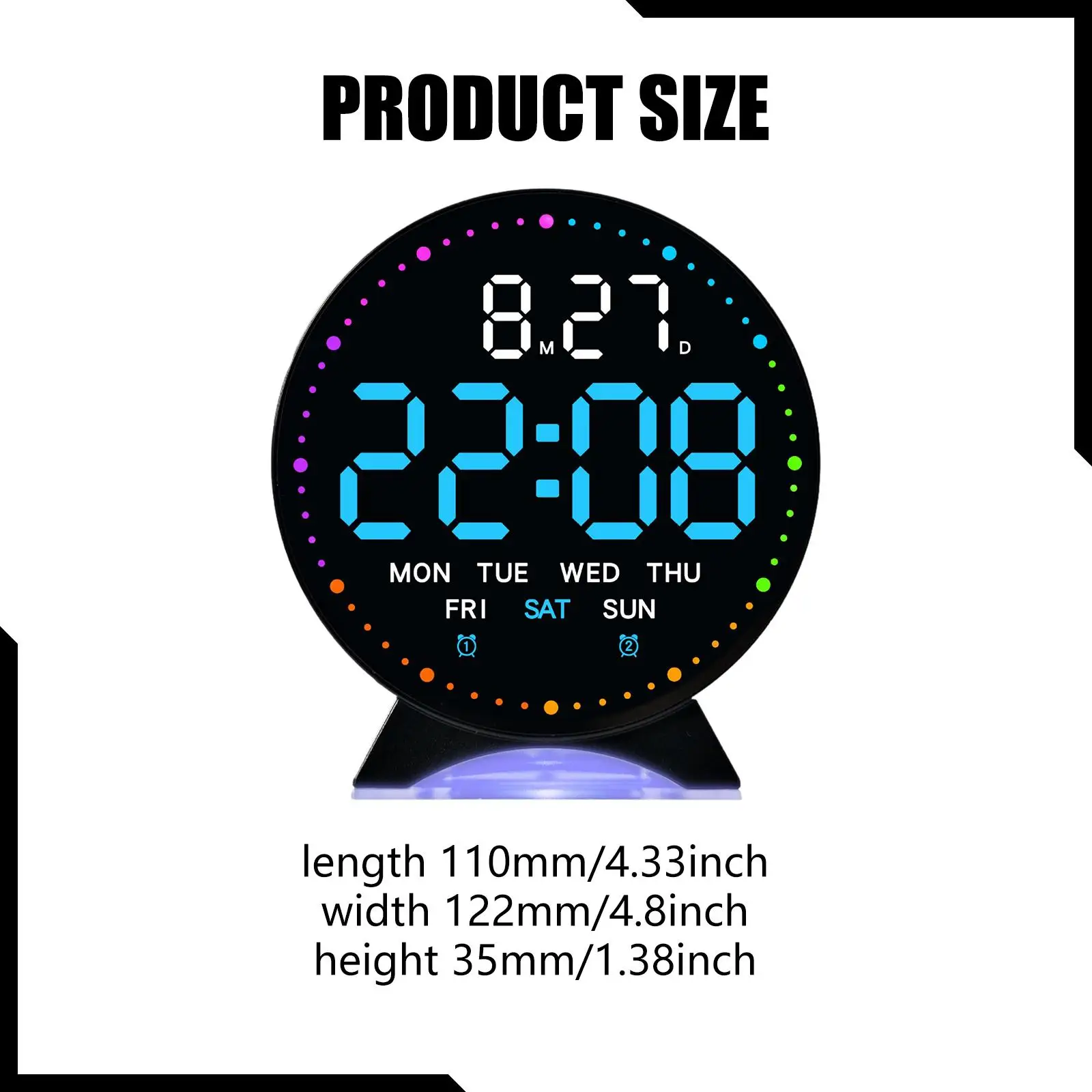 Alarm Clock with LED Display Multifunctional Time Date Week Display Home Decor 12/24H Bedside Clocks for Bedside Office Home