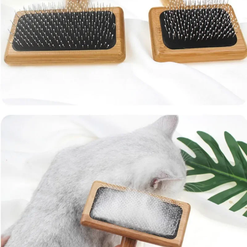 Peine para perros, cepillo de madera para perros, removedor de pelo para mascotas, cepillo de aseo para perros, masaje con apertura de nudos, cepillos para gatos, accesorios para mascotas - imagen 5