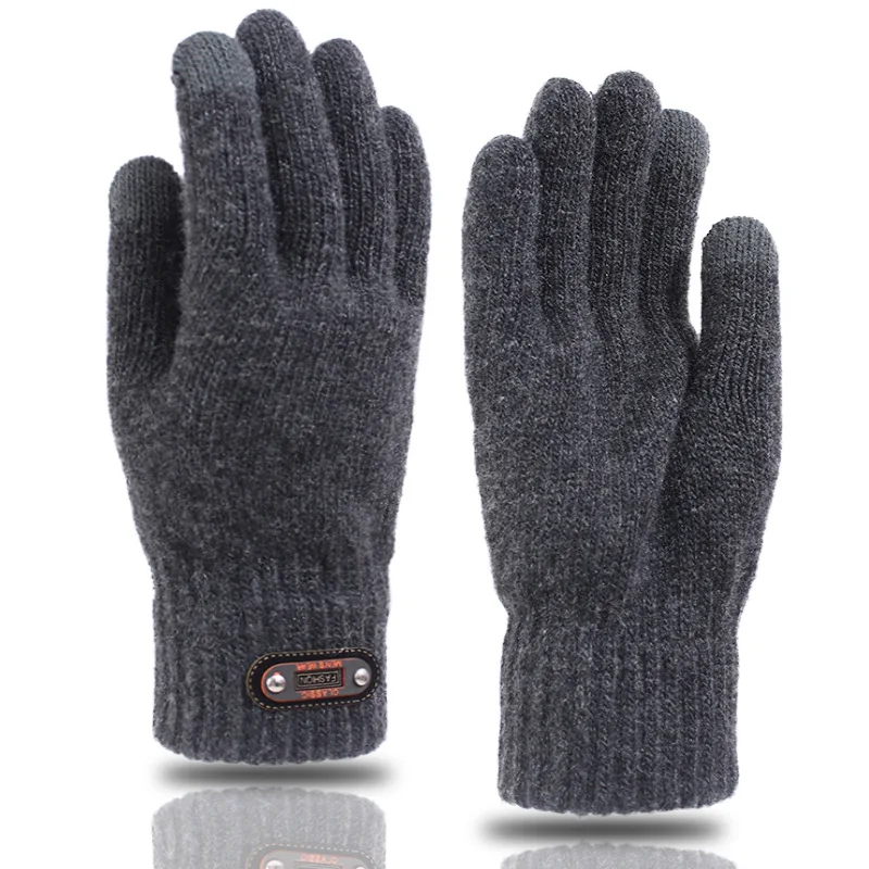 Guantes de ciclismo de punto para hombre de invierno, aptos para pantalla táctil, para el calor en el clima frío con dedos separados