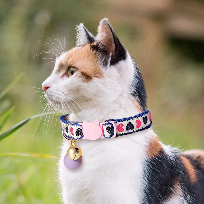 Collar ligero antideslizante para gato, Collar de liberación rápida ajustable, duradero y cómodo con bolas de colores de campana - imagen 3