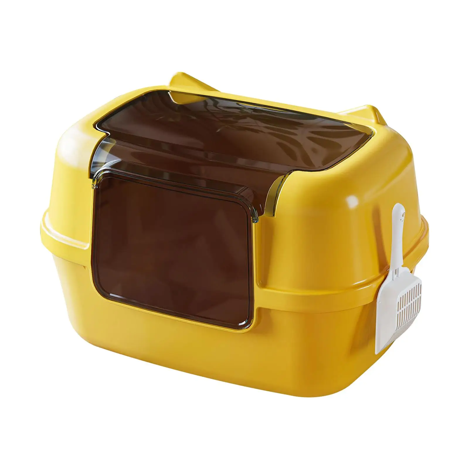 Fully Enclosed Cat Litter Box Hooded Cat Toilet Lightweight with Lid with Spade Potty Pan Litter Tray for Dorm Room Balcony