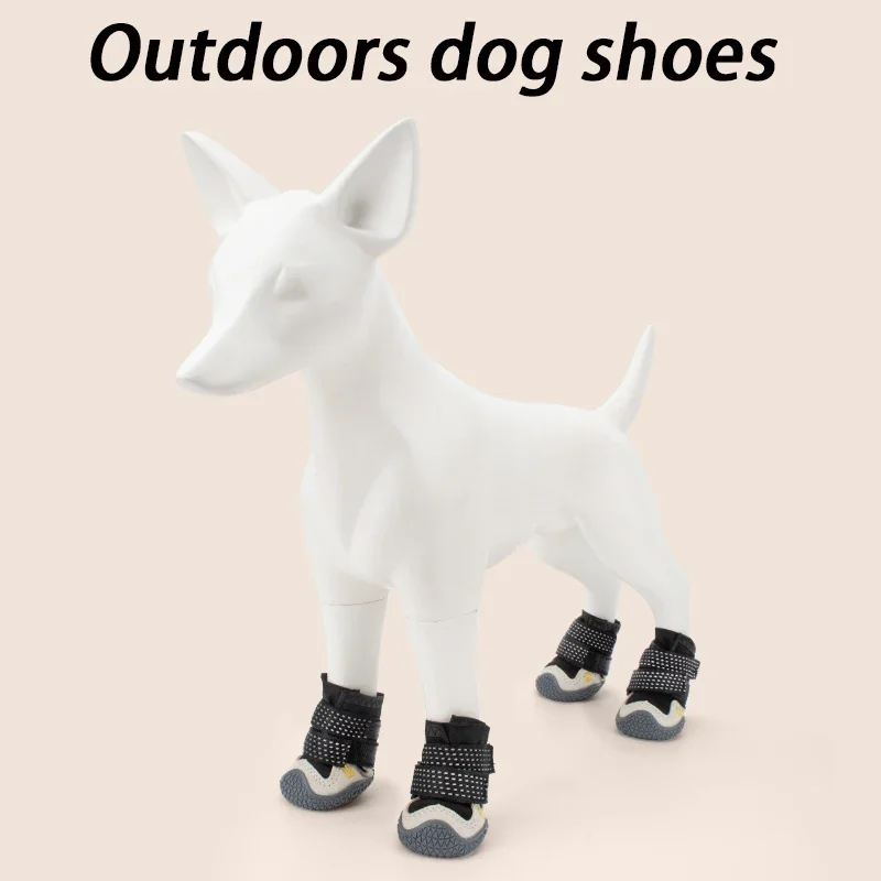 Zapatos para perros al aire libre, zapatos antideslizantes para caminar en invierno, botas suaves impermeables con protección contra el calor, vendaje para cachorros, ajustable, mediano y grande
