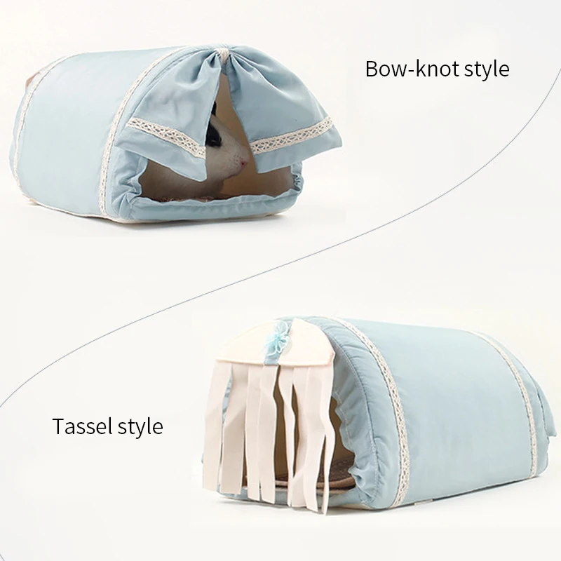 Túnel de conejillo de indias, túneles y tubos de conejo para mascotas, juguete de tubo de escondite para animales pequeños con almohadillas de felpa cálidas y almohadillas frescas para las cuatro estaciones - imagen 4