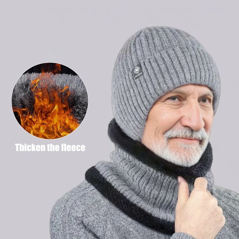 Gorro tejido de invierno para hombre al aire libre con capucha de terciopelo cálida para las orejas gorro integrado deportes al aire libre bicicleta esquí correr gorra fría - imagen 5