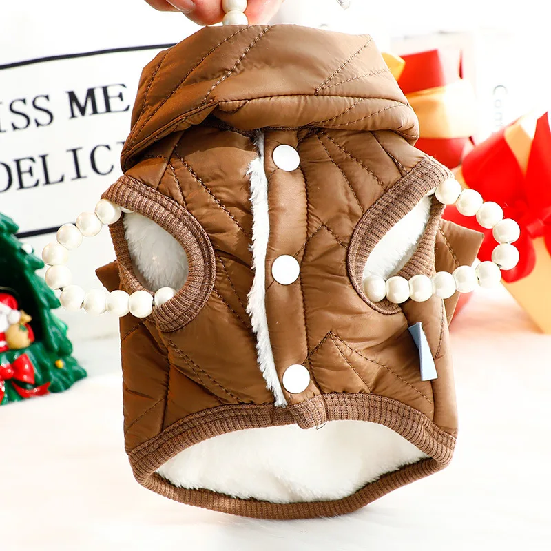 Traje de Otoño Invierno para mascotas, bufanda gruesa de princesa para gatos, abrigo de tracción, oso de peluche para perros pequeños, ropa navideña para cachorros - imagen 4