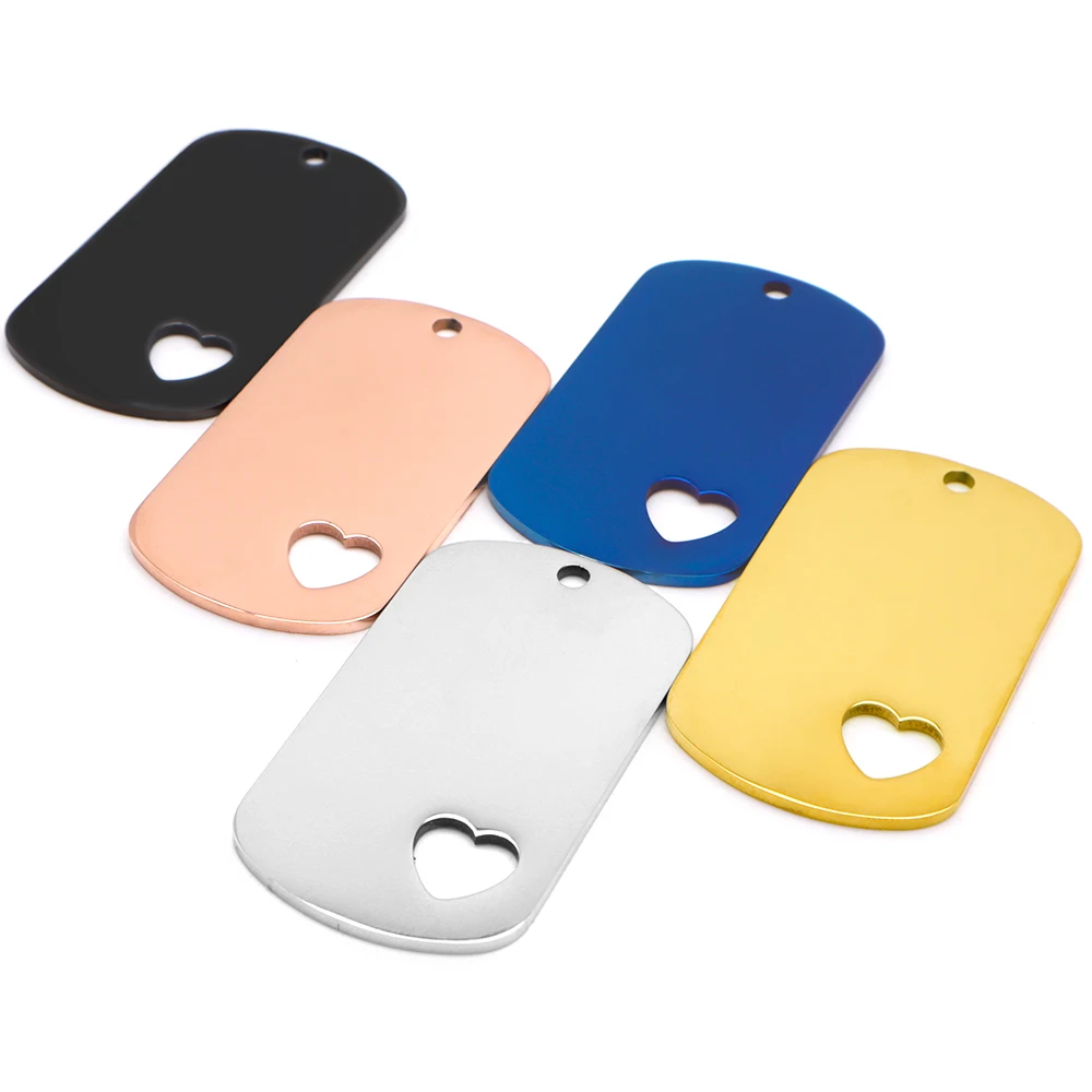 Venta al por mayor, 20 piezas, Collar para mascotas de acero inoxidable, etiqueta colgante de Metal, identificación en blanco, colgante de moda personalizado opcional multicolor para gato - imagen 3