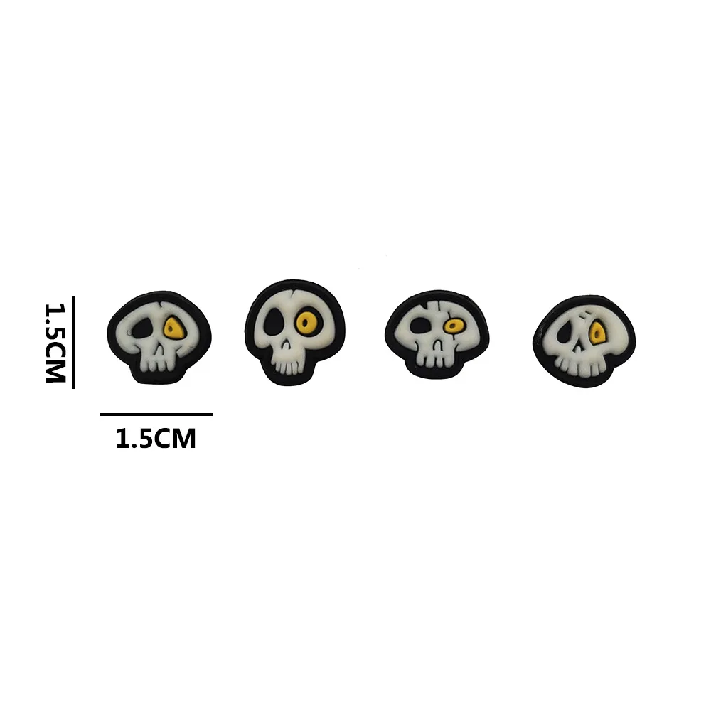 Parche de PVC con forma de calavera y ojo amarillo, calcomanía decorativa de adorno, parches de goma que brillan en la oscuridad, paquete de 4 piezas - imagen 5